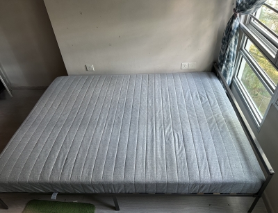 Queen size bed frame & mattress for sale 