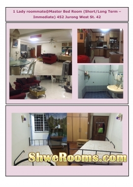 1 Lady roommate@Master Bed Room (Immediate - Short/Long term) - 452 Jurong West St. 42