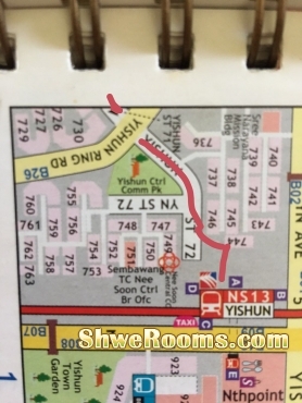 $500-7mins walking distance to YISHUN MRT Station HDB Common Room 