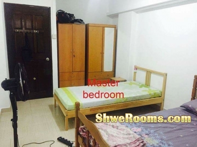 One male roommate in master bedroom