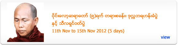 Pilot Sayadaw's 5 Days Dhamma Retreat - November 2012
