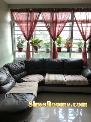 To sell (3+2 seat)half leather sofa