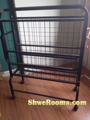 movable and foldable single metal bed SGD50.00