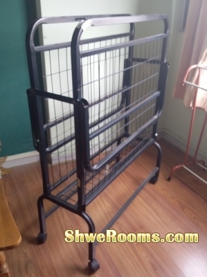movable and foldable single metal bed SGD50.00