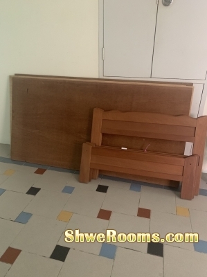wood bed frame with seahorse mattress for sale