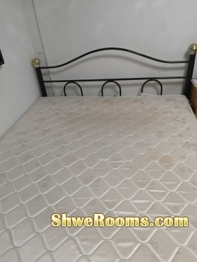 Queen size Bed Frame [Metal Bed Frame] and 5 inch Form Mattress [Firm Rating 7/10]