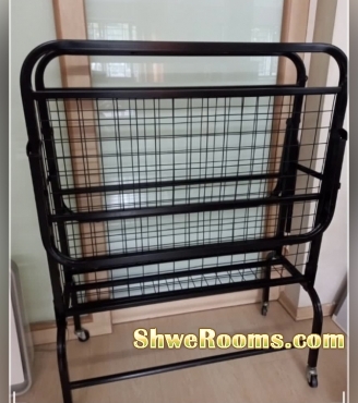Foldable single bedframe, foldable table and chair 