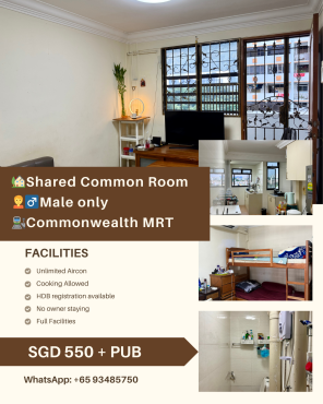 Shared common room/Male only @ commonwealth mrt
