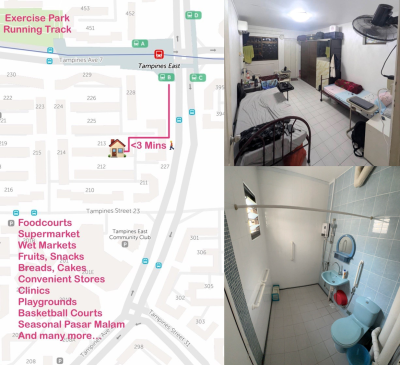 ကျား $570 Tampines East MRT, Master Room, Short/Long Term
